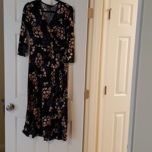 Preston & York flower navy blue 3/4 sleeve dress